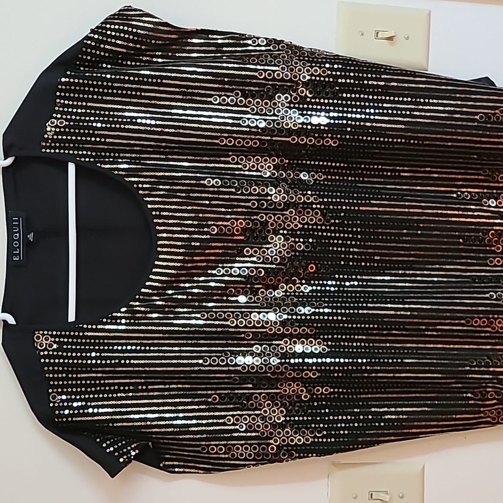 Eloquii black sequin shirt